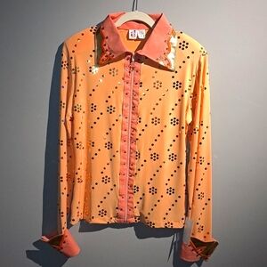 Orange Zip up Sparkle Top Size Large